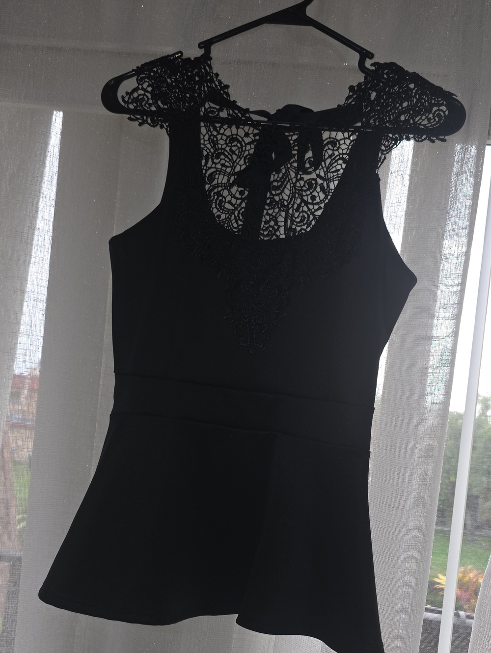 Blu Planet Black Lace-Back Peplum Midi Dress